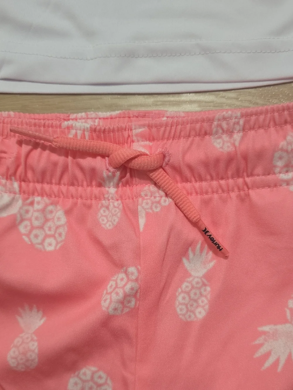 Hurley Boys 2-Piece Pineapple Swim Set White & Pink UPF 50+ H20 Dri 2t